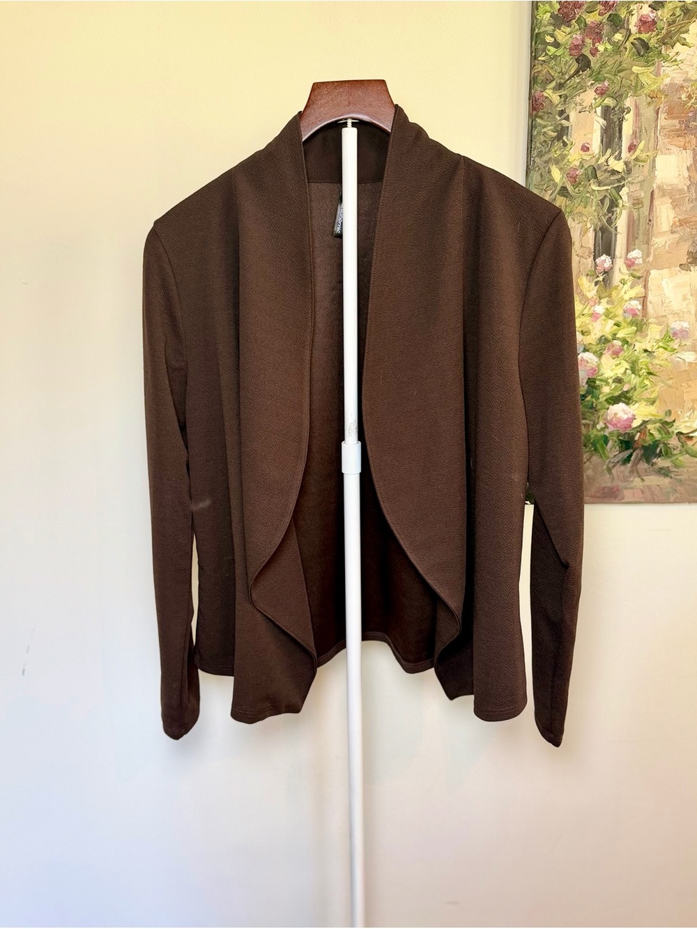 Chocolate Brown Waterfall Blazer Cardigan Open Front Large